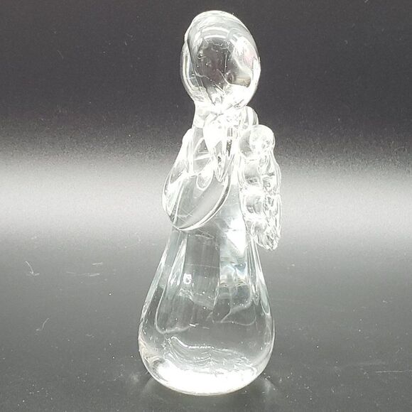Vintage Clear Art Glass Praying Angel Figurine or Paperweight - Picture 12 of 14